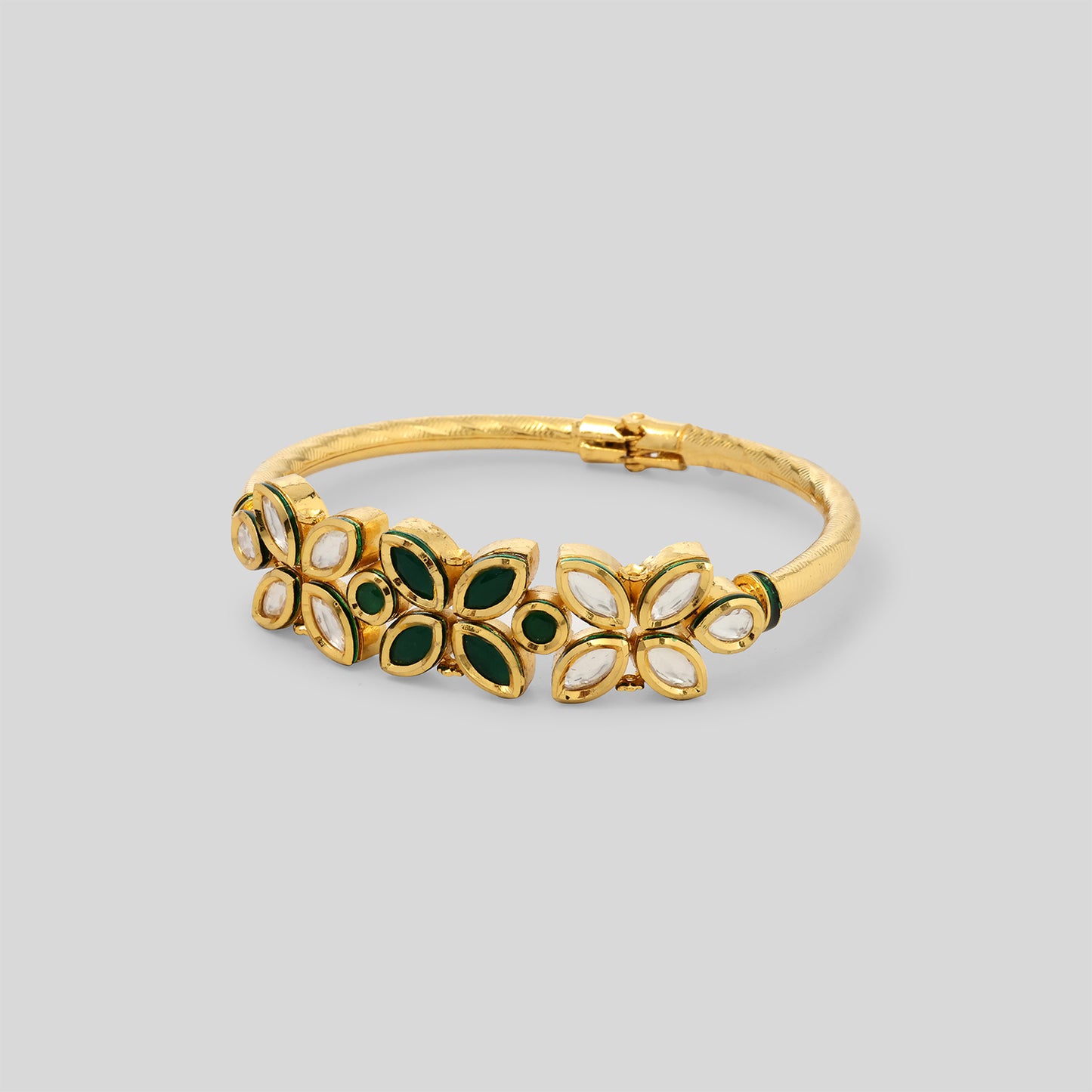 Emerald Bloom Kundan Bracelet - Gold