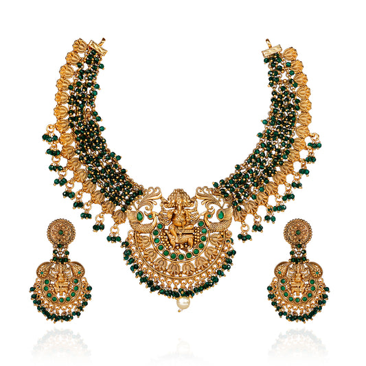 Antique Emerald Beaded Majesty Necklace