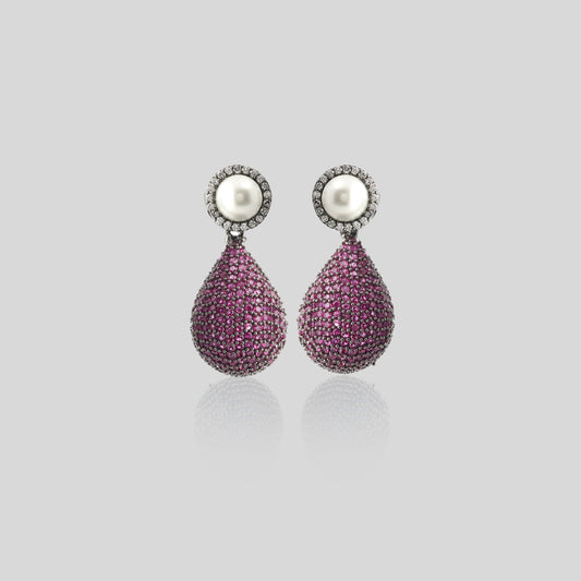 Shimmer Pear Drop Statement Earrings
