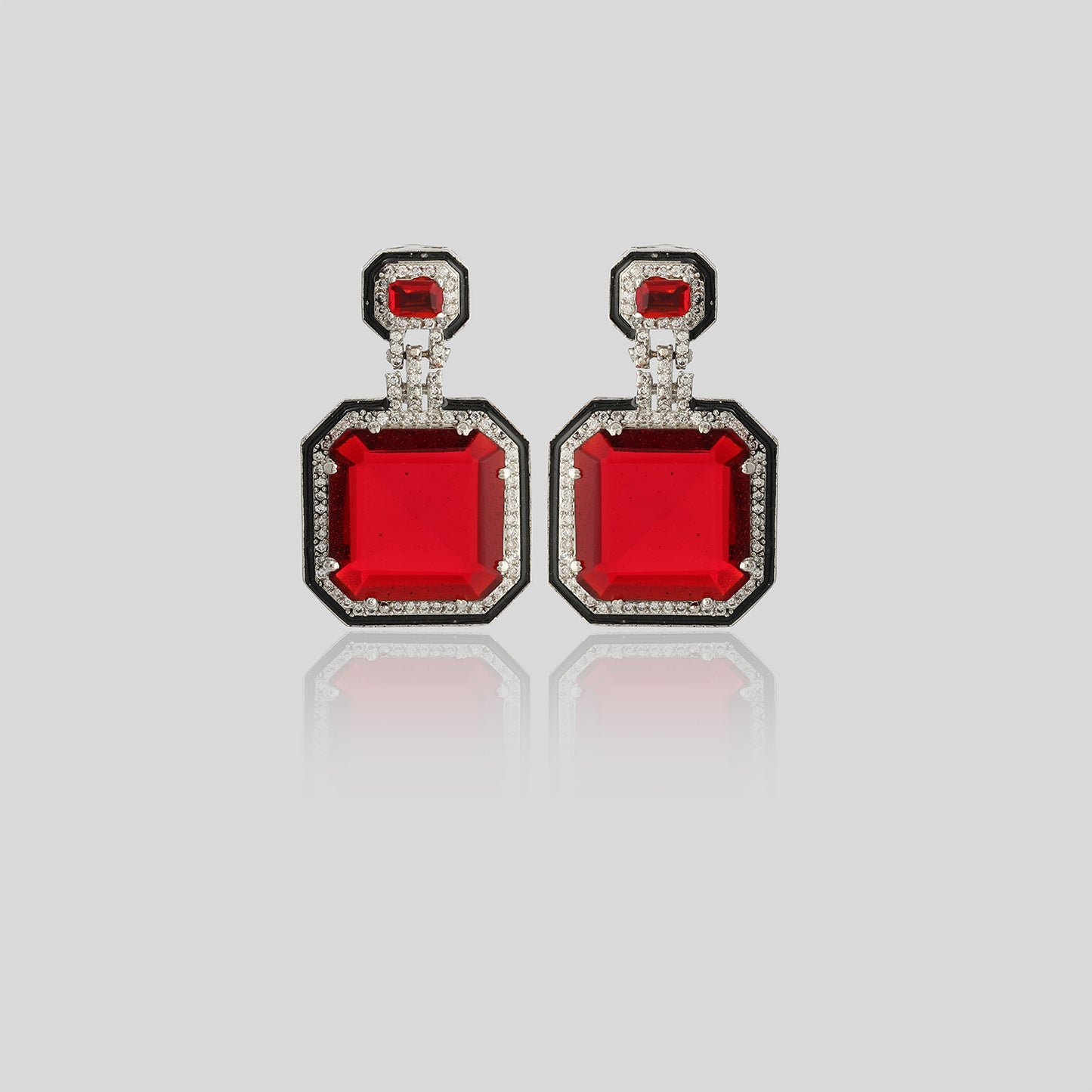 Maroon Doublet Square Drop Earrings