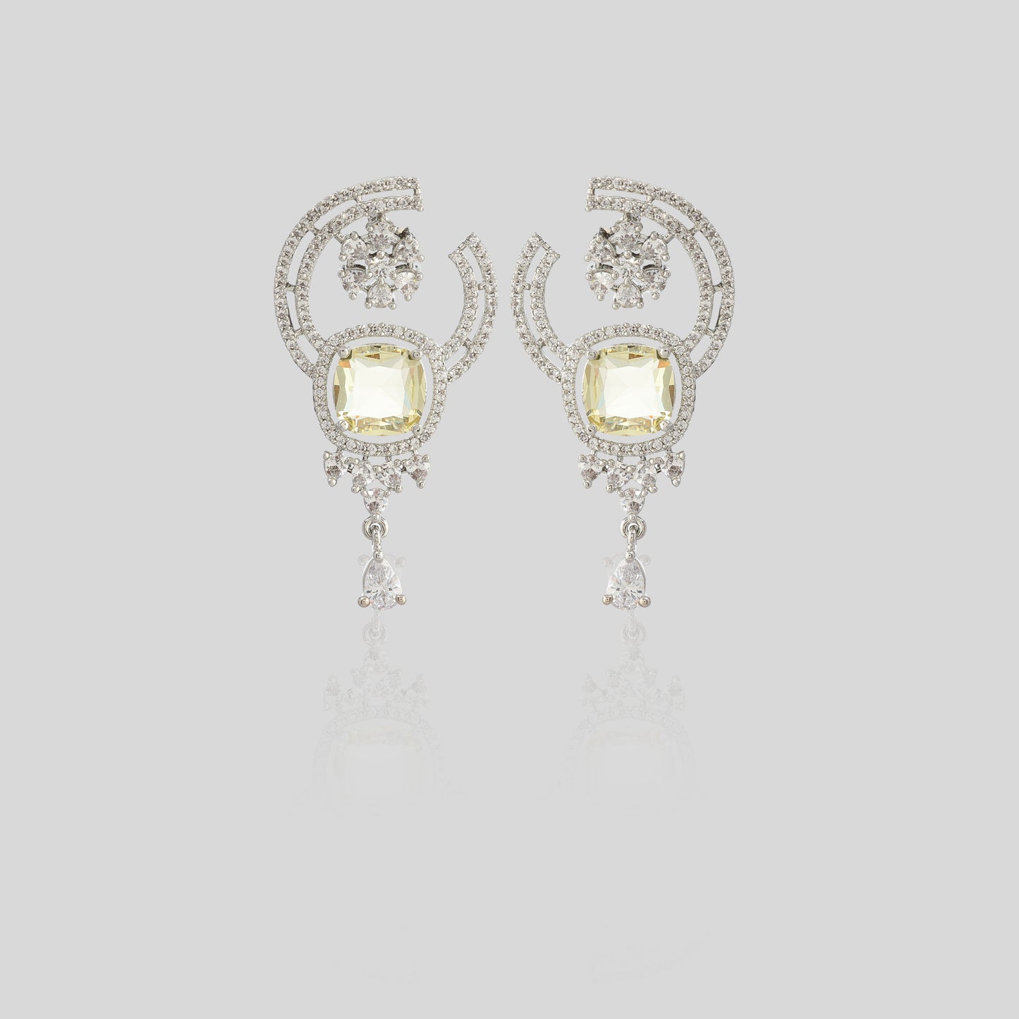 Lemon Radiance Doublet Square Earrings