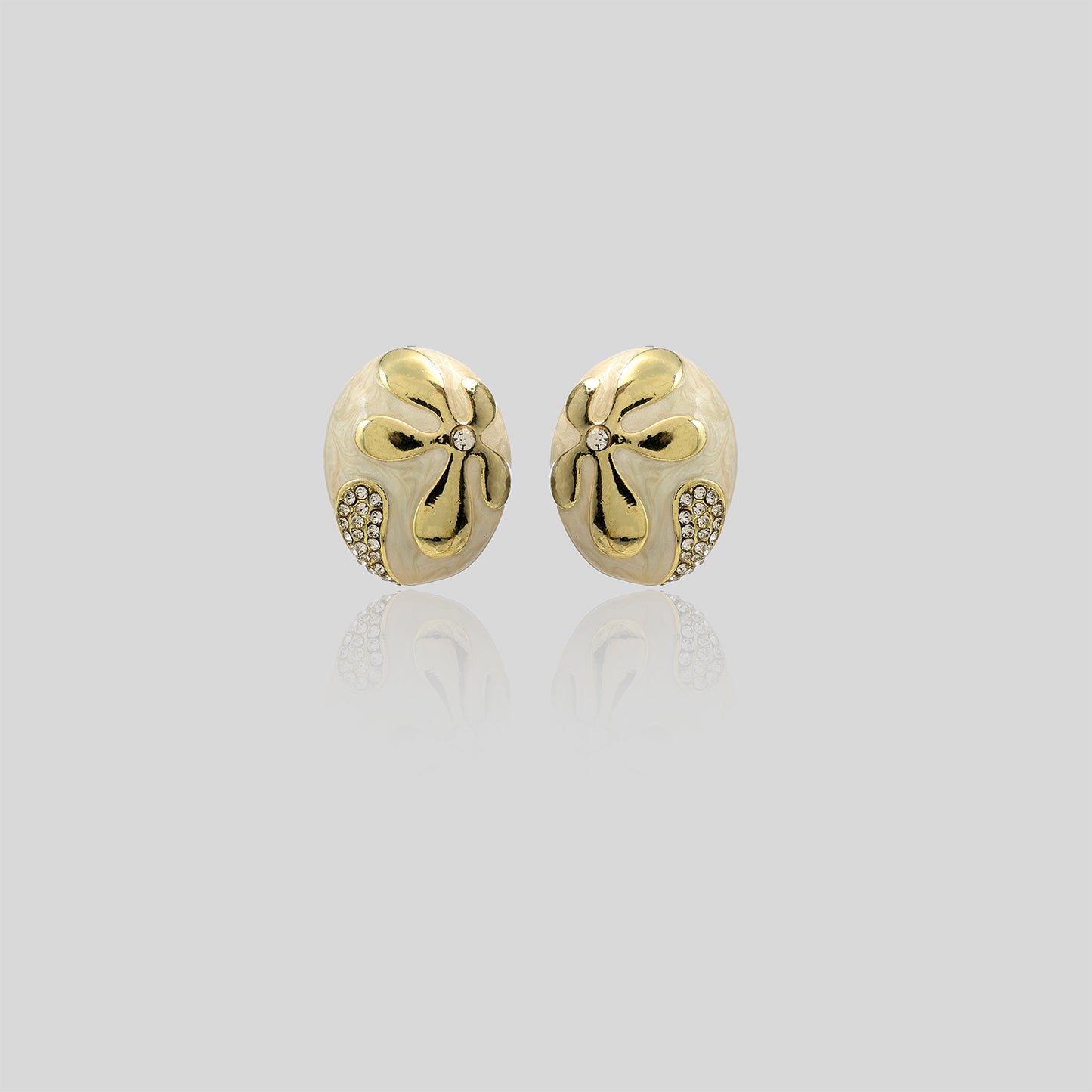 Ivory Bloom Gold Earrings