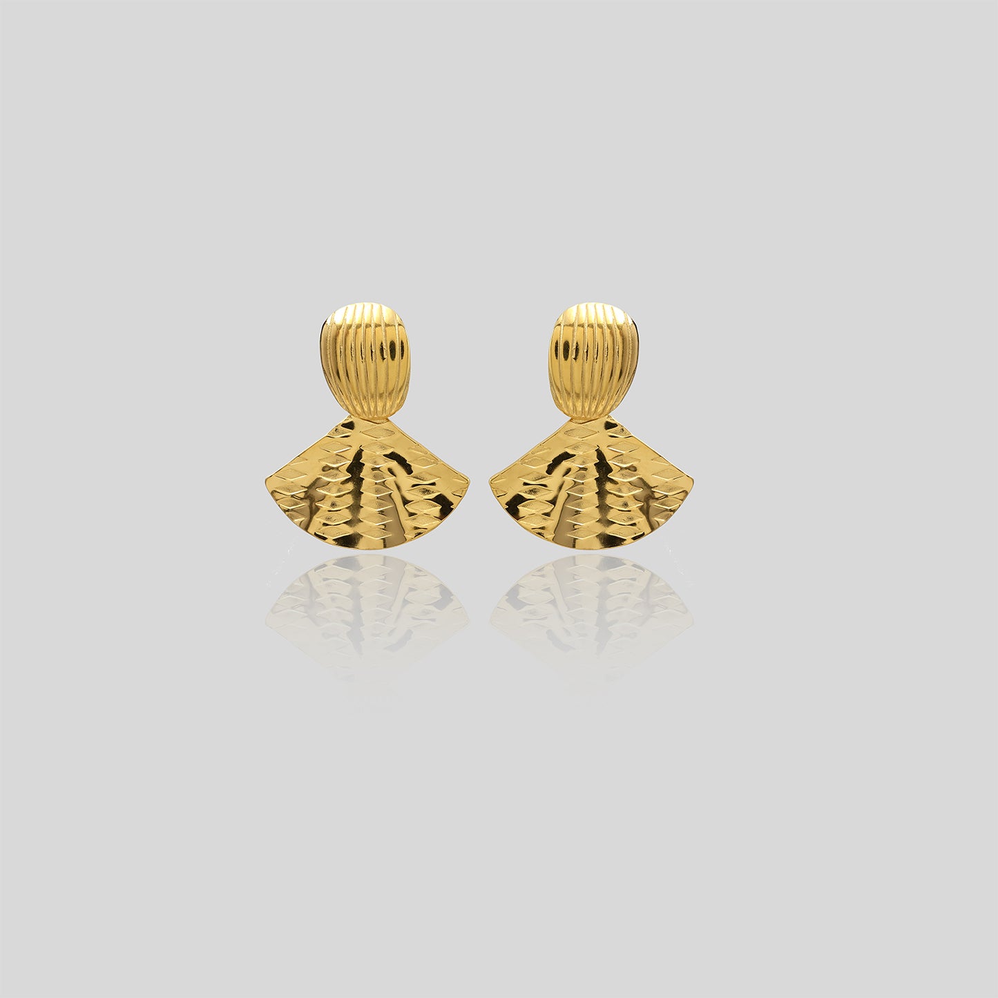 Golden Seashell Fan Earrings