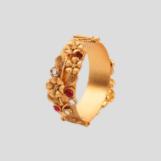Jaipur Floral Leaf Kundan Kada