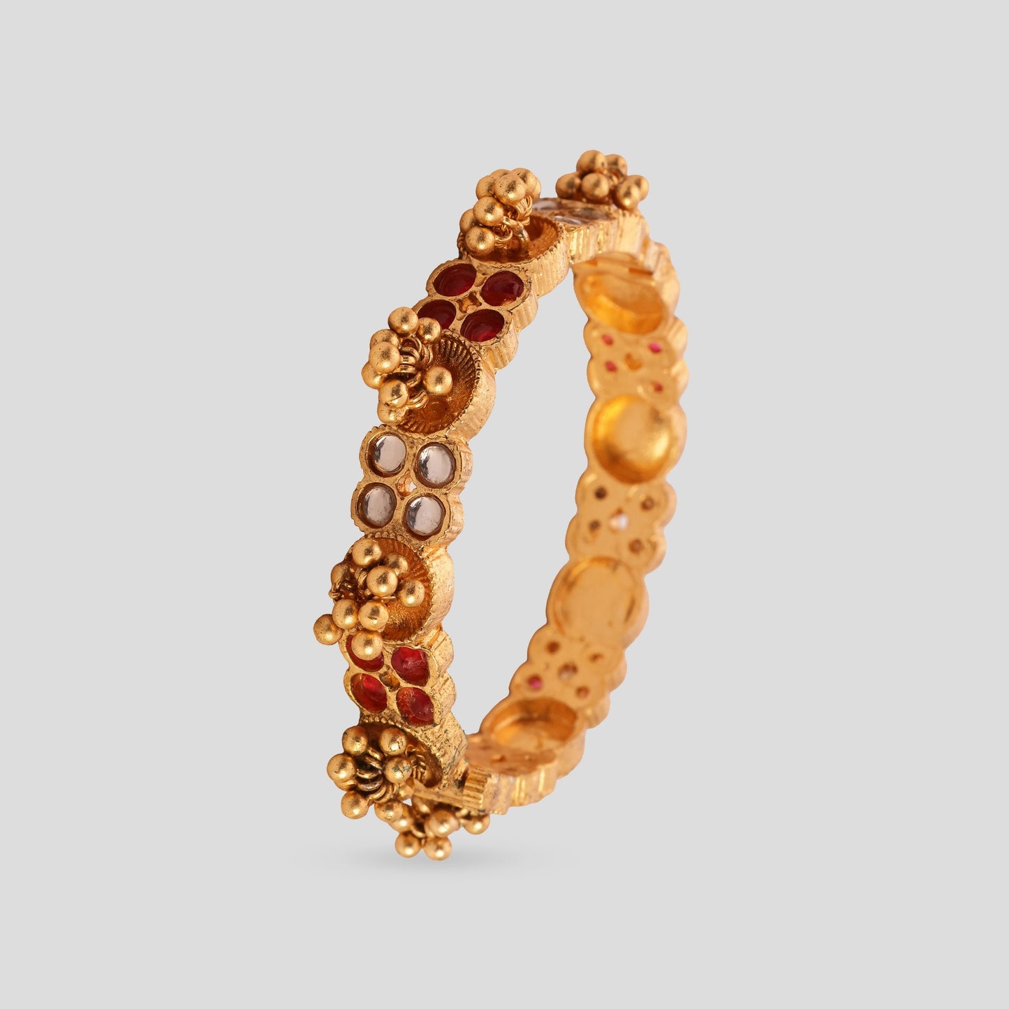 Kundan Ruby Kada with Ghungroo Drops