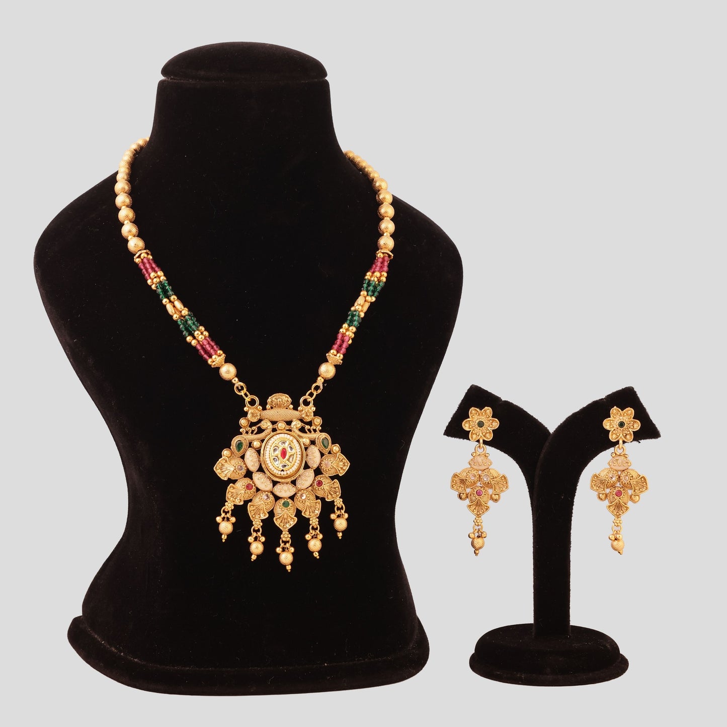 Sun Motif Temple Set Necklace