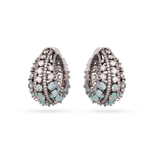 Bulky Hoop Earrings with Stones & Diamonds