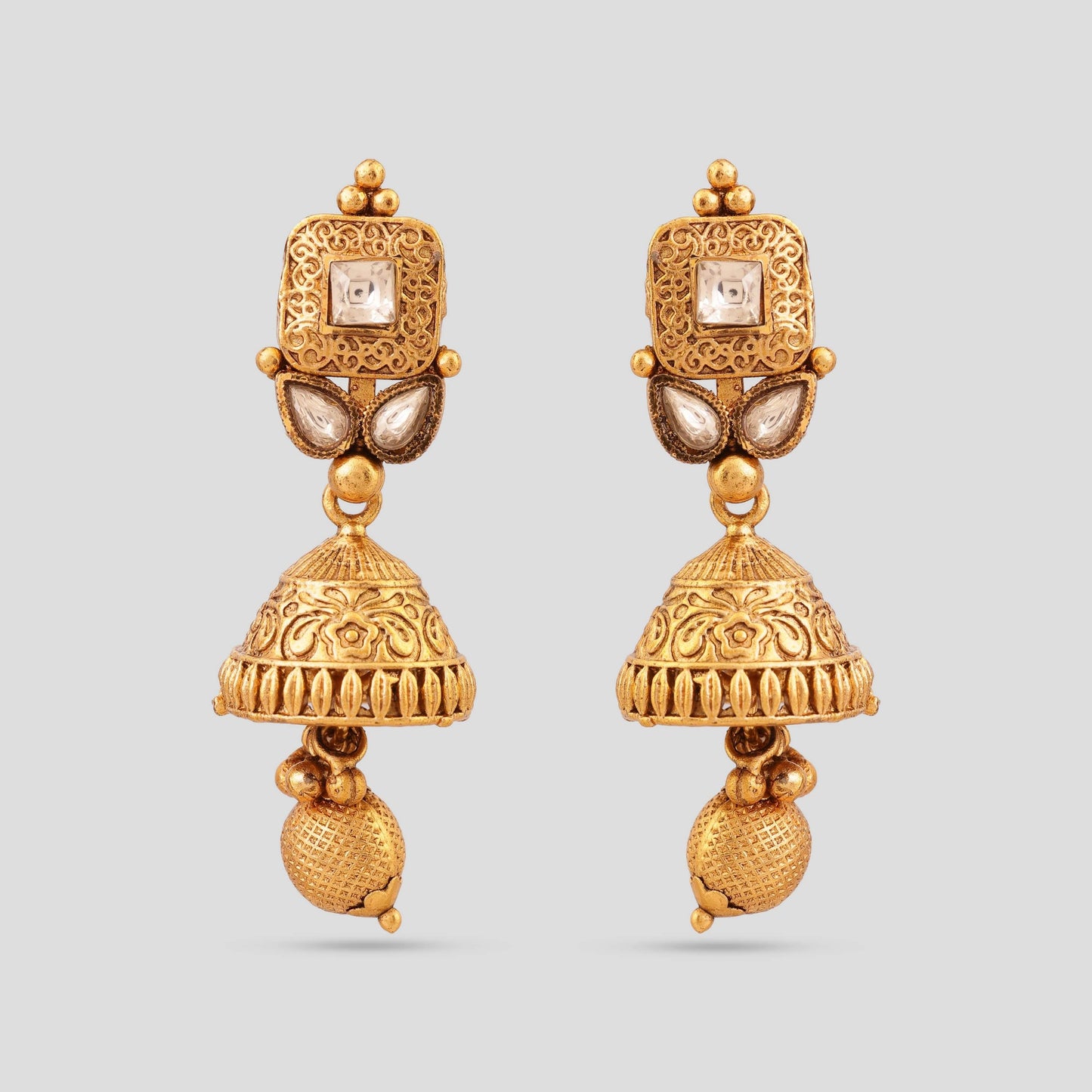 Structured Square Pendant with Dual Gem Frame