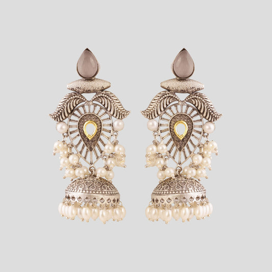 Oxidised Kashmiri Artistry Jhumka