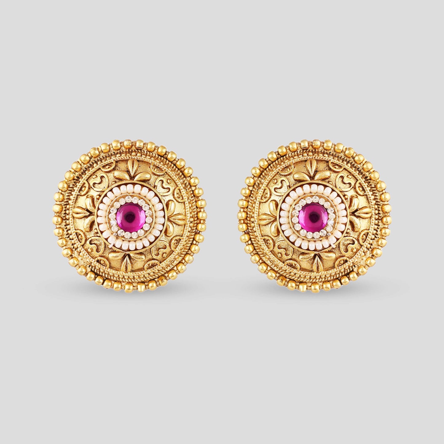 Minimal Ruby Bead Necklace with Carved Chakra