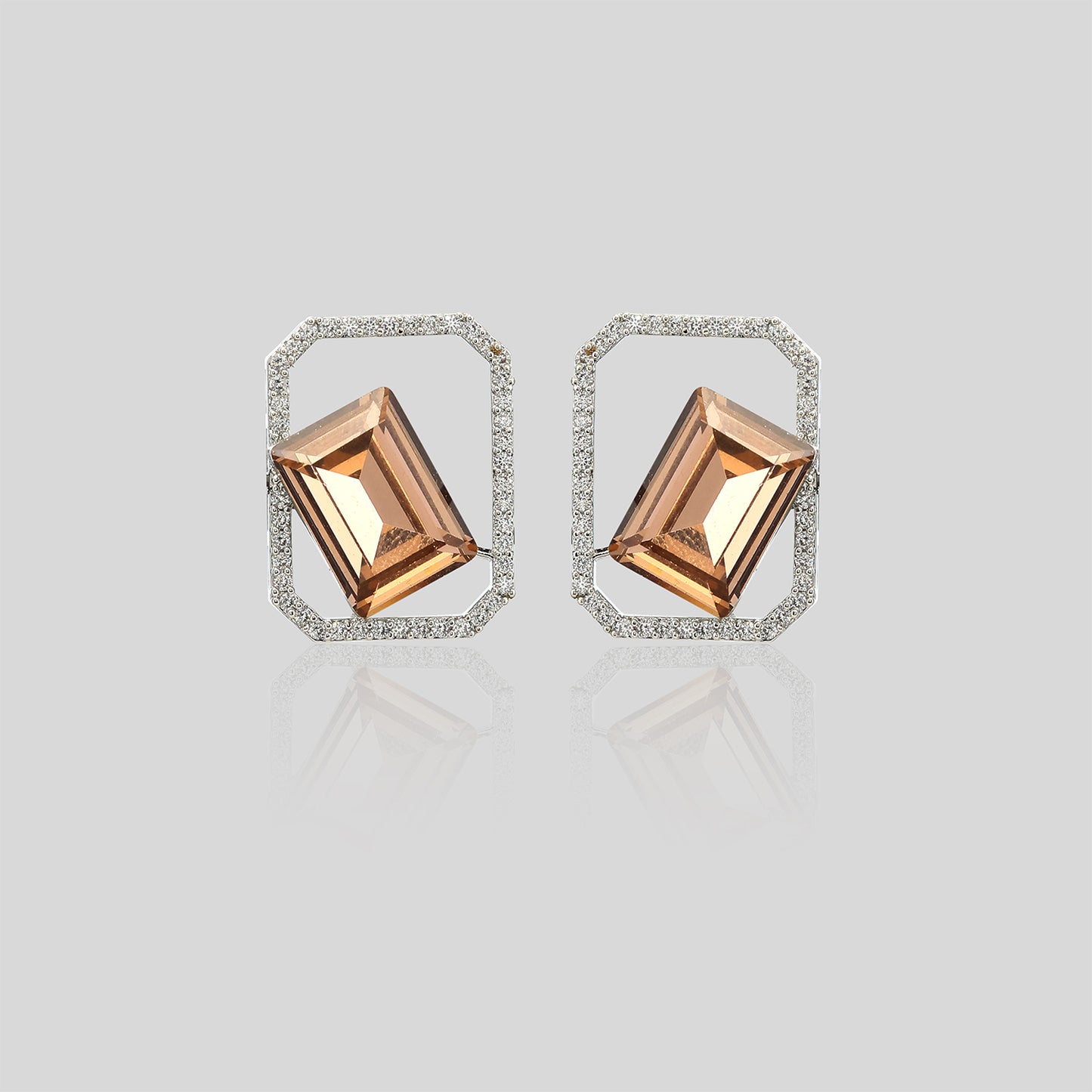 Tilted Radiance Diamond Stud Earrings