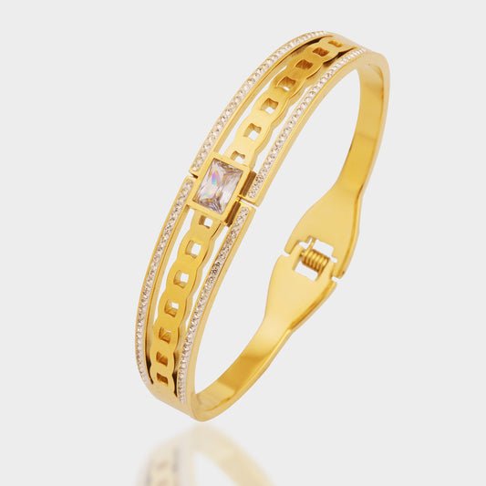 Azure Cut Chain Blue Diamond Bracelet - Gold