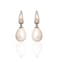 Silver Curve Pearl Drop Earrings