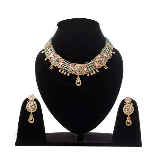 Emerald Meenakari Kundan Choker