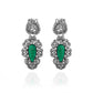 Silver Emerald Avian Statement Earrings