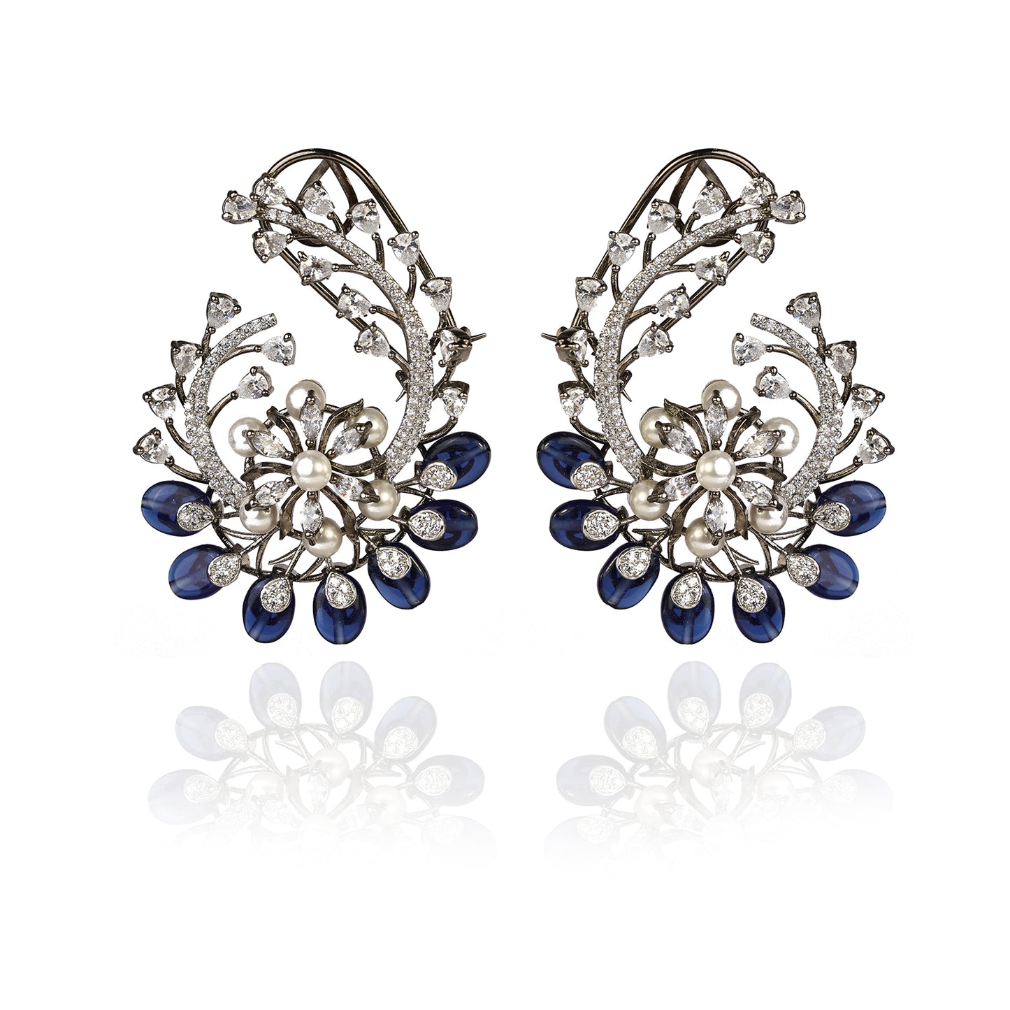 Sapphire Radiance Kaan Phool Earrings