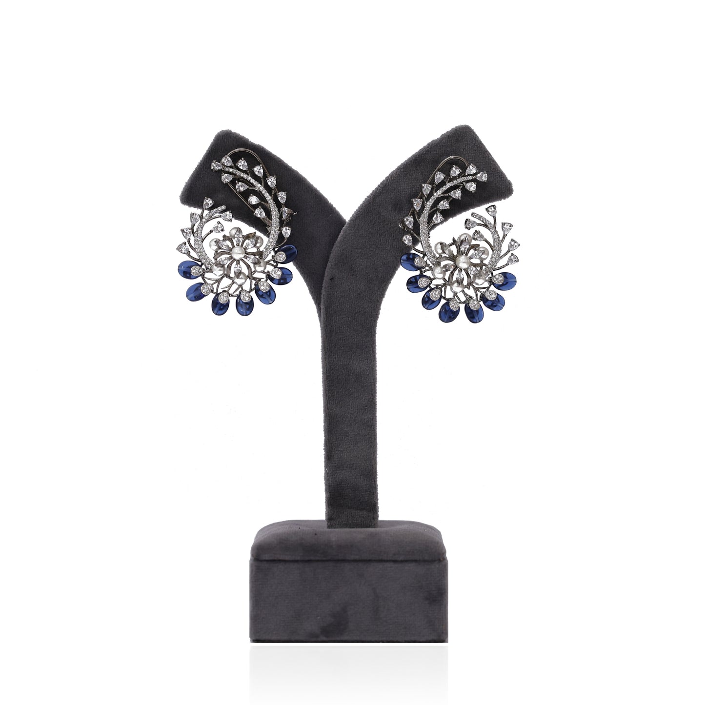 Sapphire Radiance Kaan Phool Earrings
