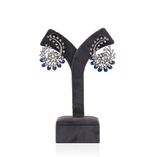 Sapphire Radiance Kaan Phool Earrings