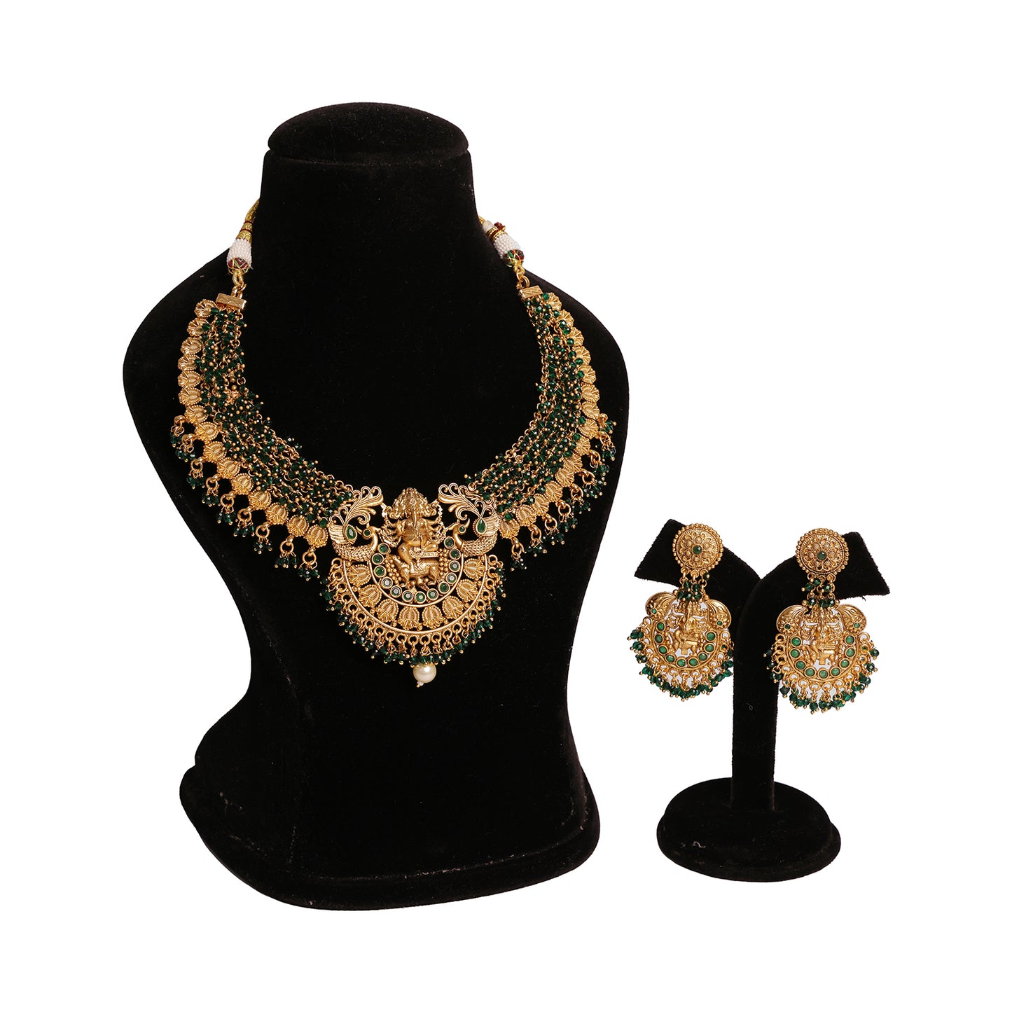 Antique Emerald Beaded Majesty Necklace