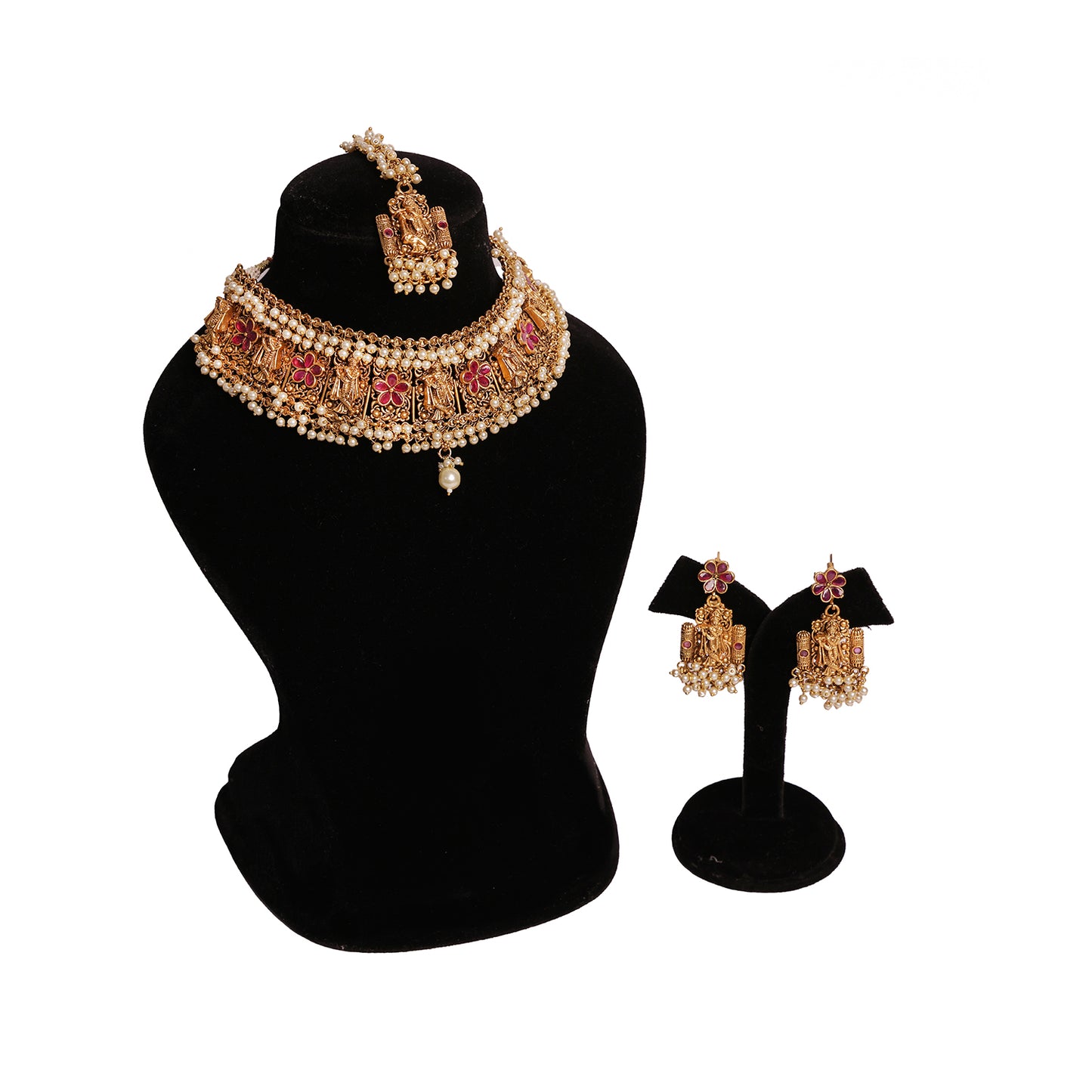 Antique Ruby Bloom Beaded Necklace