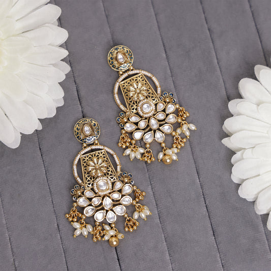 Majestic Pearl Kundan Statement Earrings