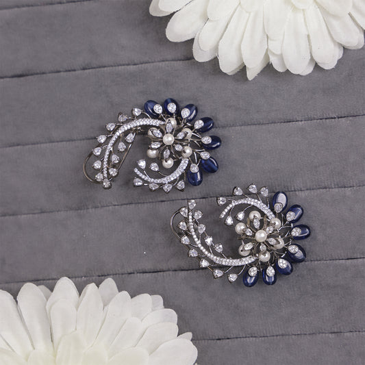 Sapphire Radiance Kaan Phool Earrings