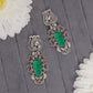 Silver Emerald Avian Statement Earrings