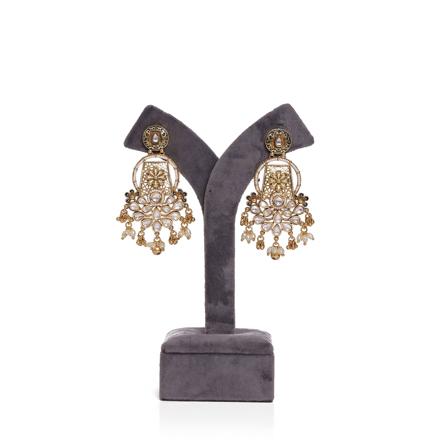 Majestic Pearl Kundan Statement Earrings