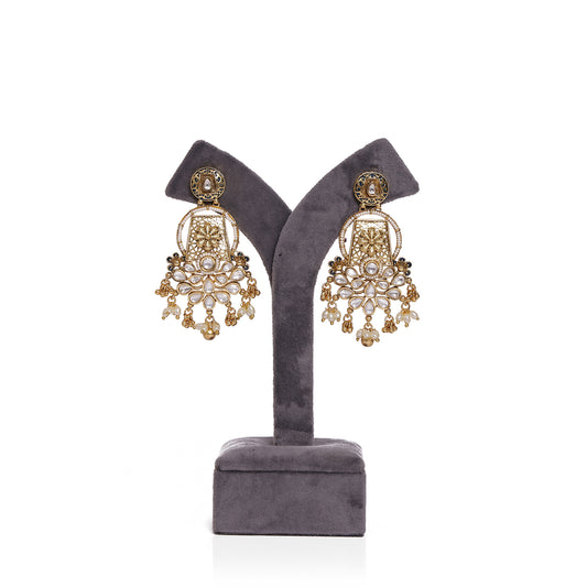 Majestic Pearl Kundan Statement Earrings