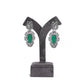 Silver Emerald Avian Statement Earrings