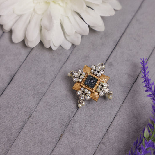 Royal Purple Kundan Square Ring