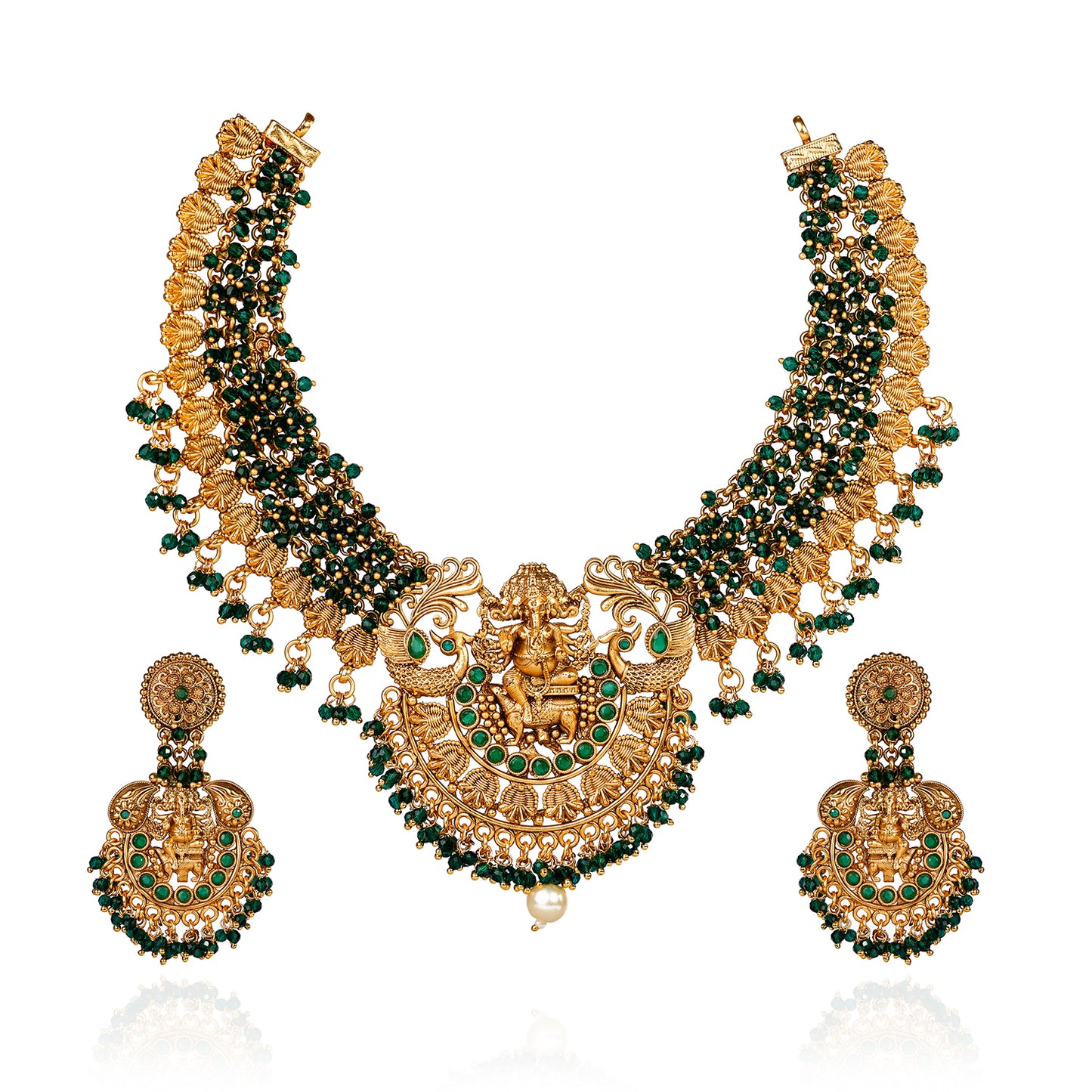 Antique Emerald Beaded Majesty Necklace