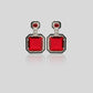 Maroon Doublet Square Drop Earrings