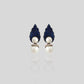 Sapphire Leaf Pearl Drop Earrings