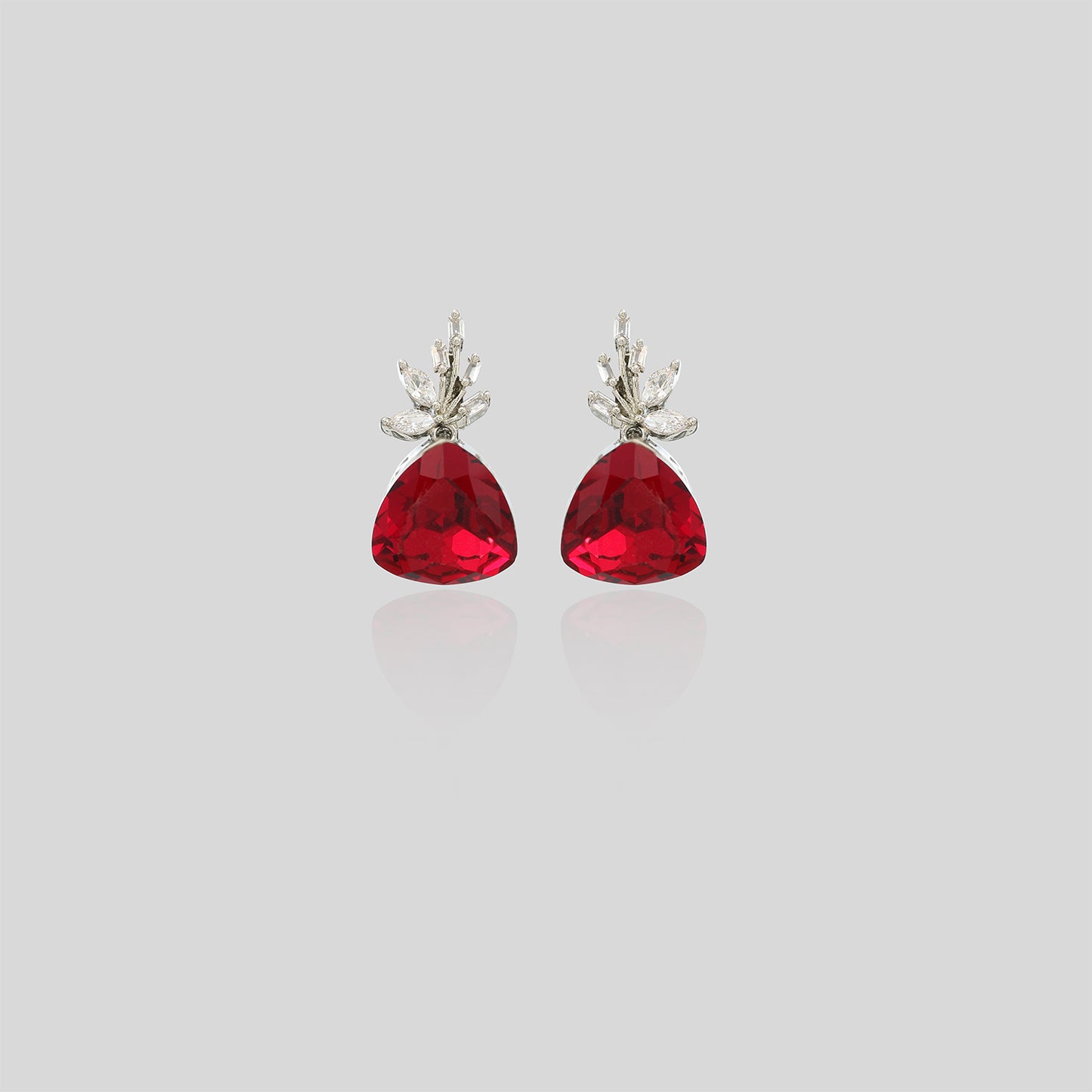 Ruby Triangle Drop Earrings