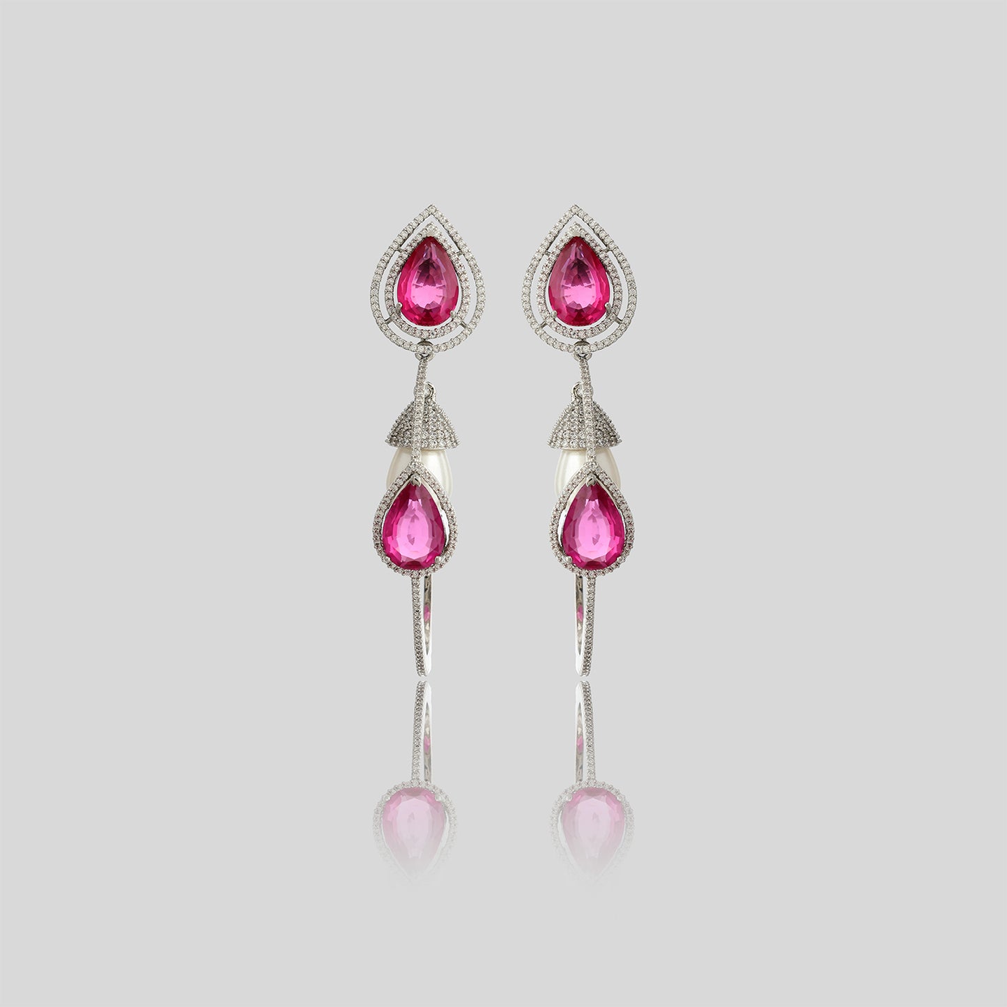 Ruby Pearl Cascade Earrings