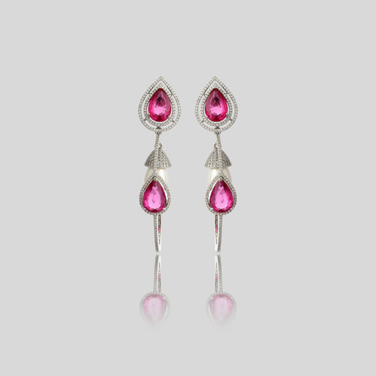 Ruby Pearl Cascade Earrings