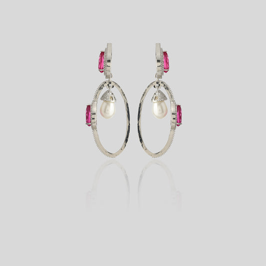 Ruby Pearl Cascade Earrings