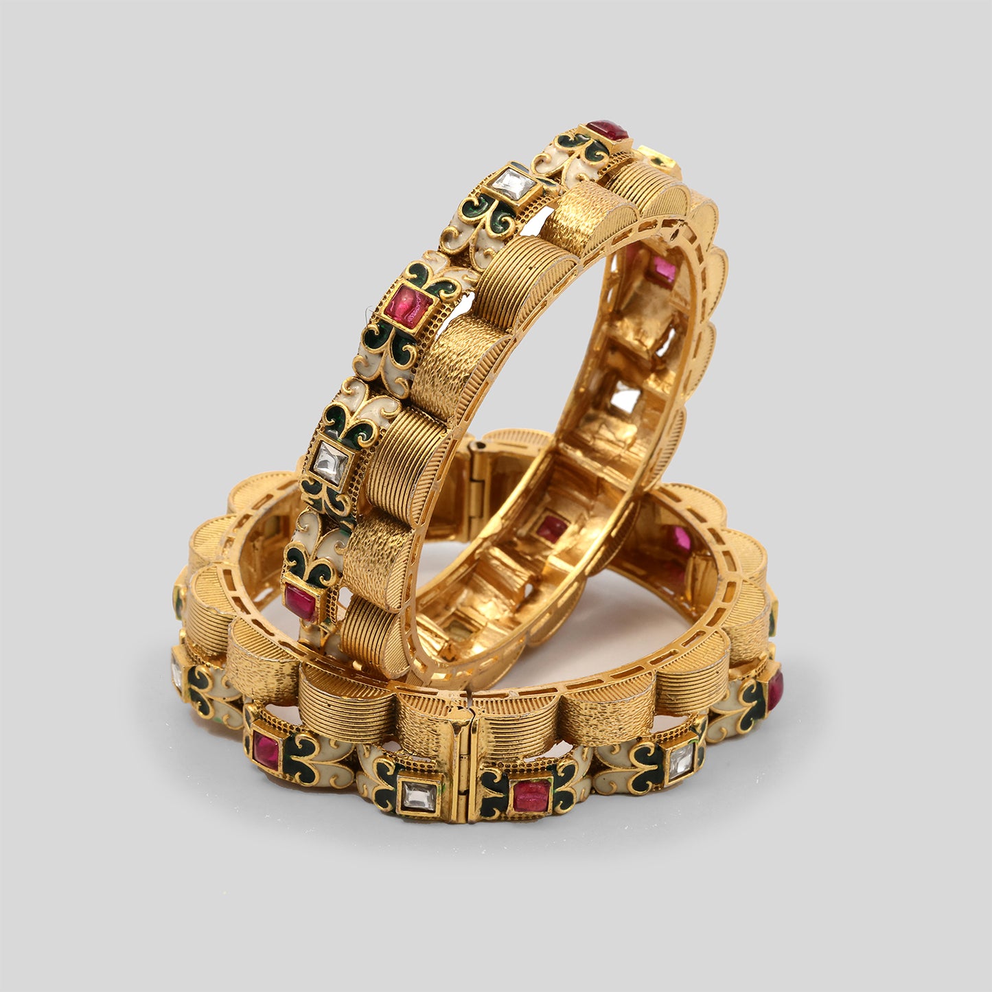 Golden Double Look Meenakari Bangles