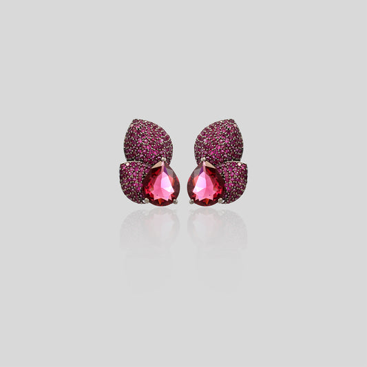 Dual Leaf Shimmer Drop Earrings