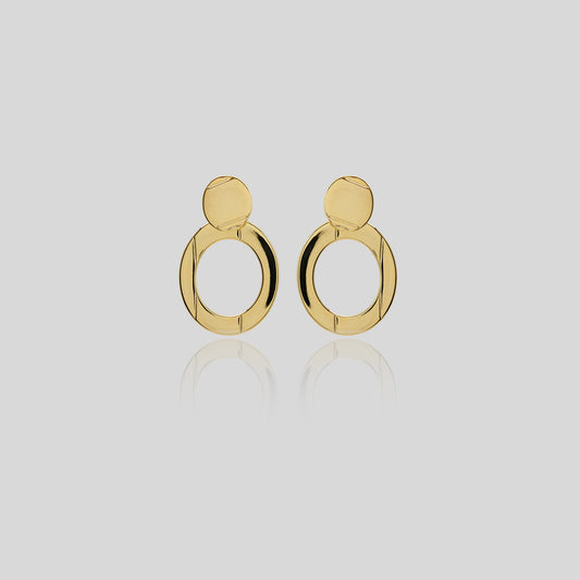 Golden Oval Loop Earrings