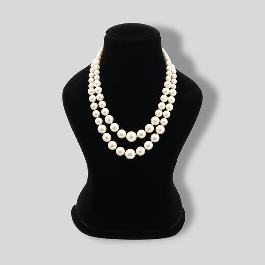 Classic Double Pearl Strand Necklace