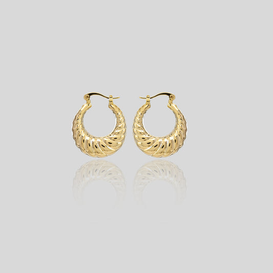 Golden Crossover Hoop Earrings