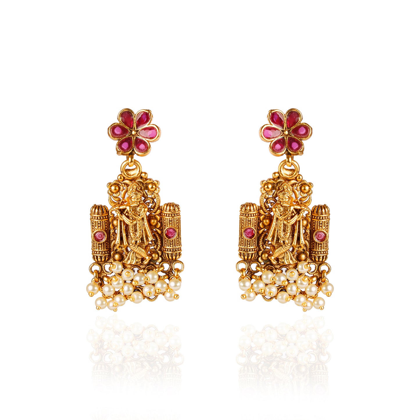 Antique Ruby Bloom Beaded Necklace