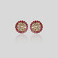 Royal Ruby Floral Circle Earrings