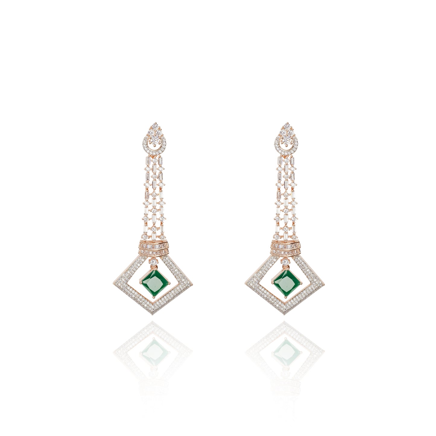 Emerald Pendulum Drop Earrings