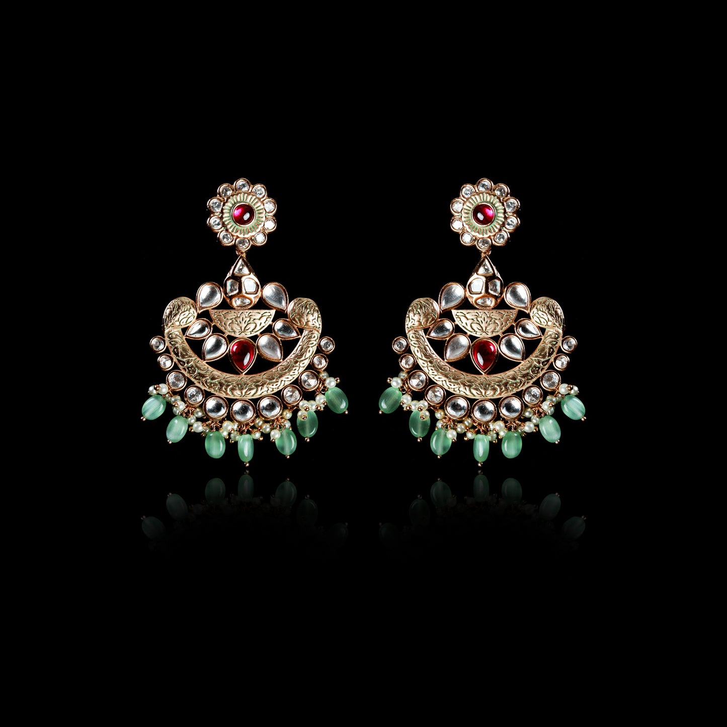 Imperial Kundan Chandbaali Earrings