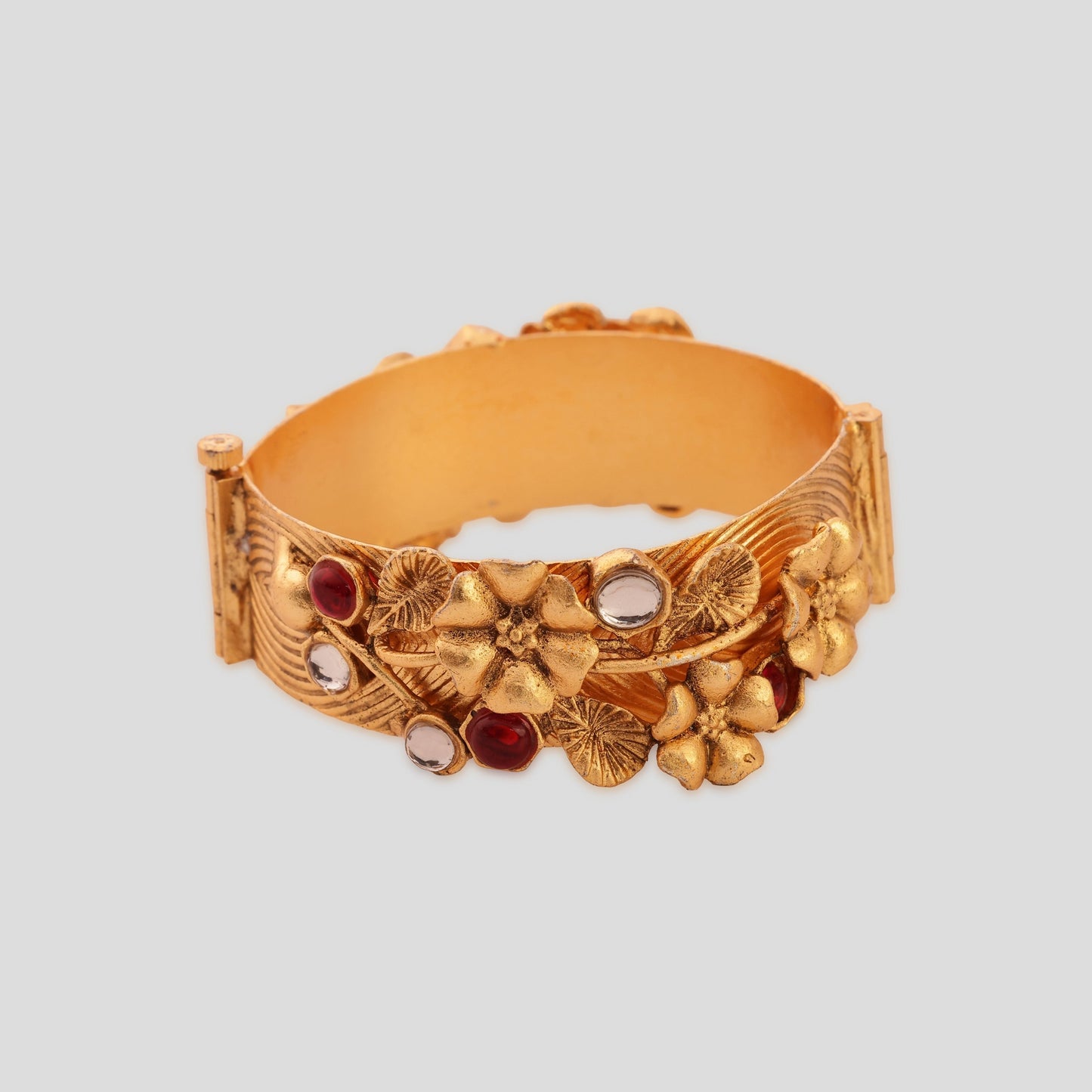 Jaipur Floral Leaf Kundan Kada