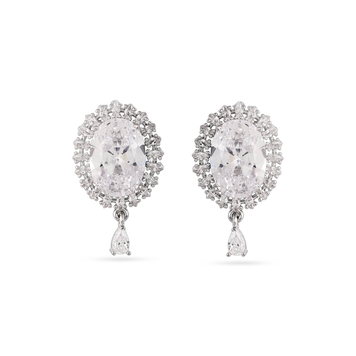 Oval Diamond Drop Earrings