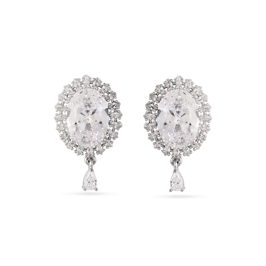 Oval Diamond Drop Earrings
